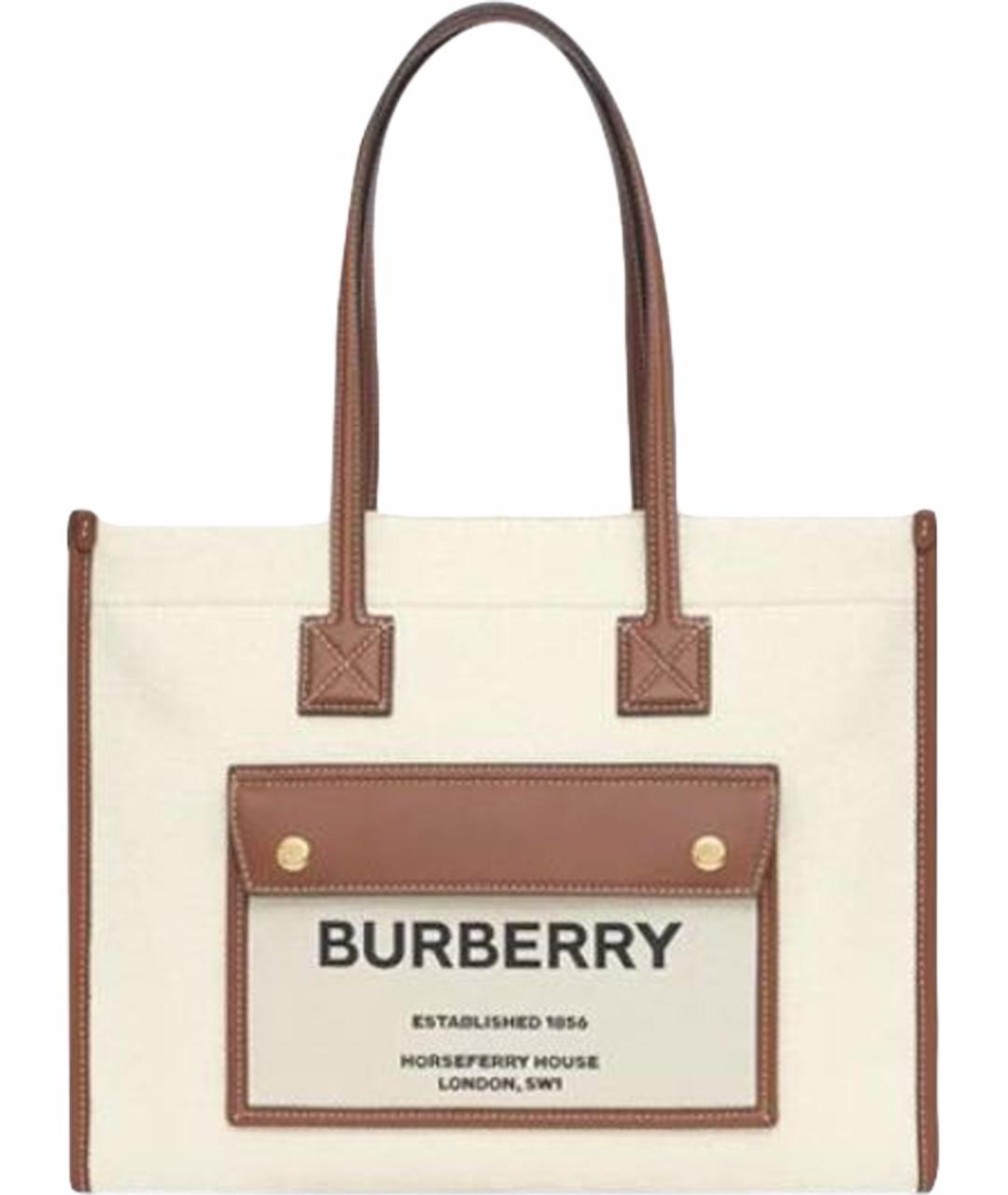 BURBERRY Бежевая хлопковая сумка тоут, фото 1
