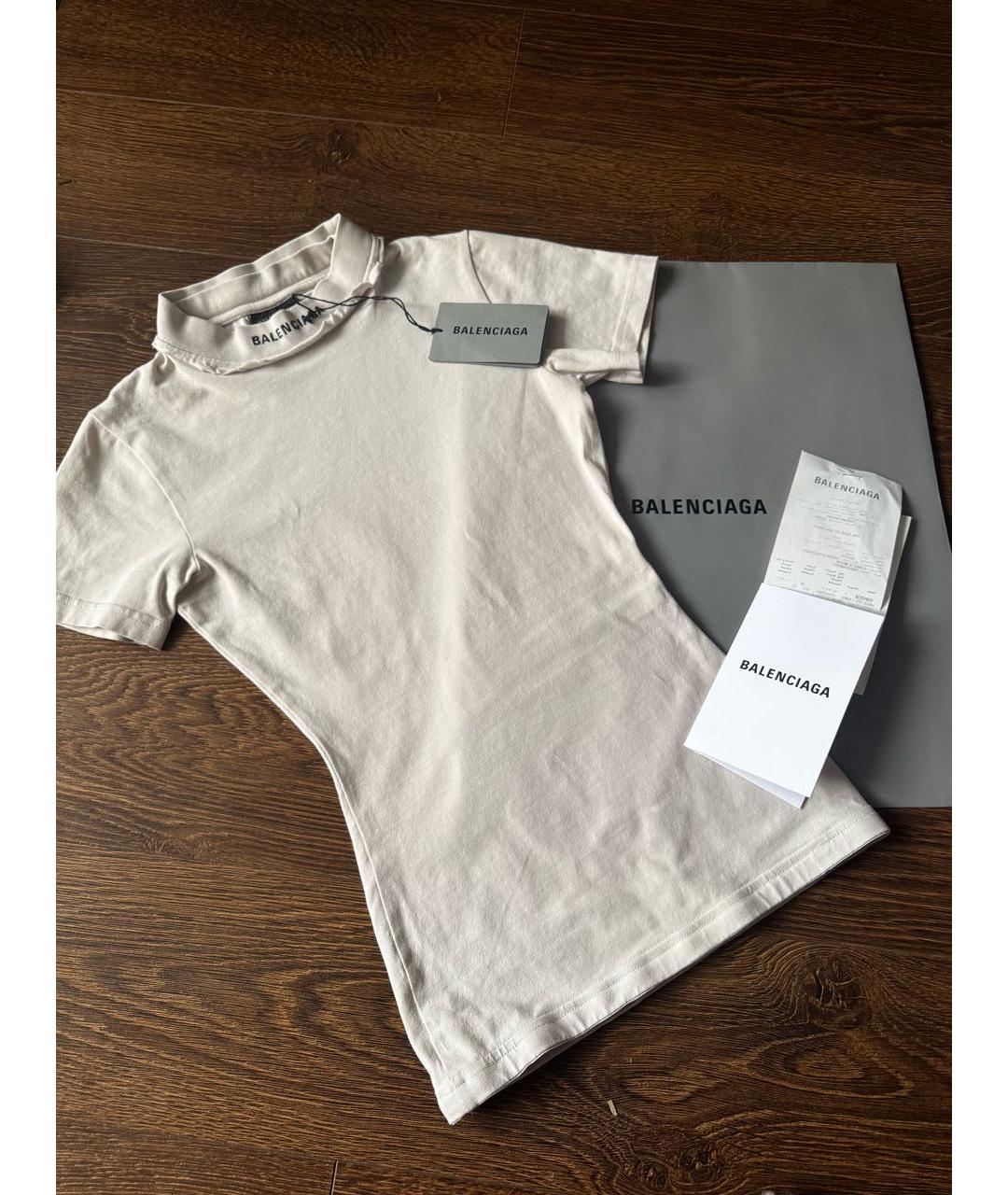 BALENCIAGA Белая хлопковая футболка, фото 4