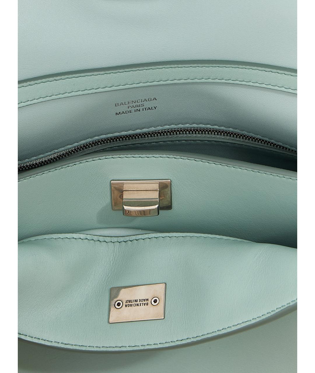 BALENCIAGA Бирюзовая кожаная сумка через плечо, фото 4