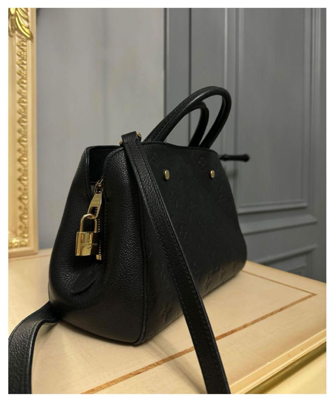LOUIS VUITTON Черная кожаная сумка с короткими ручками, фото 2