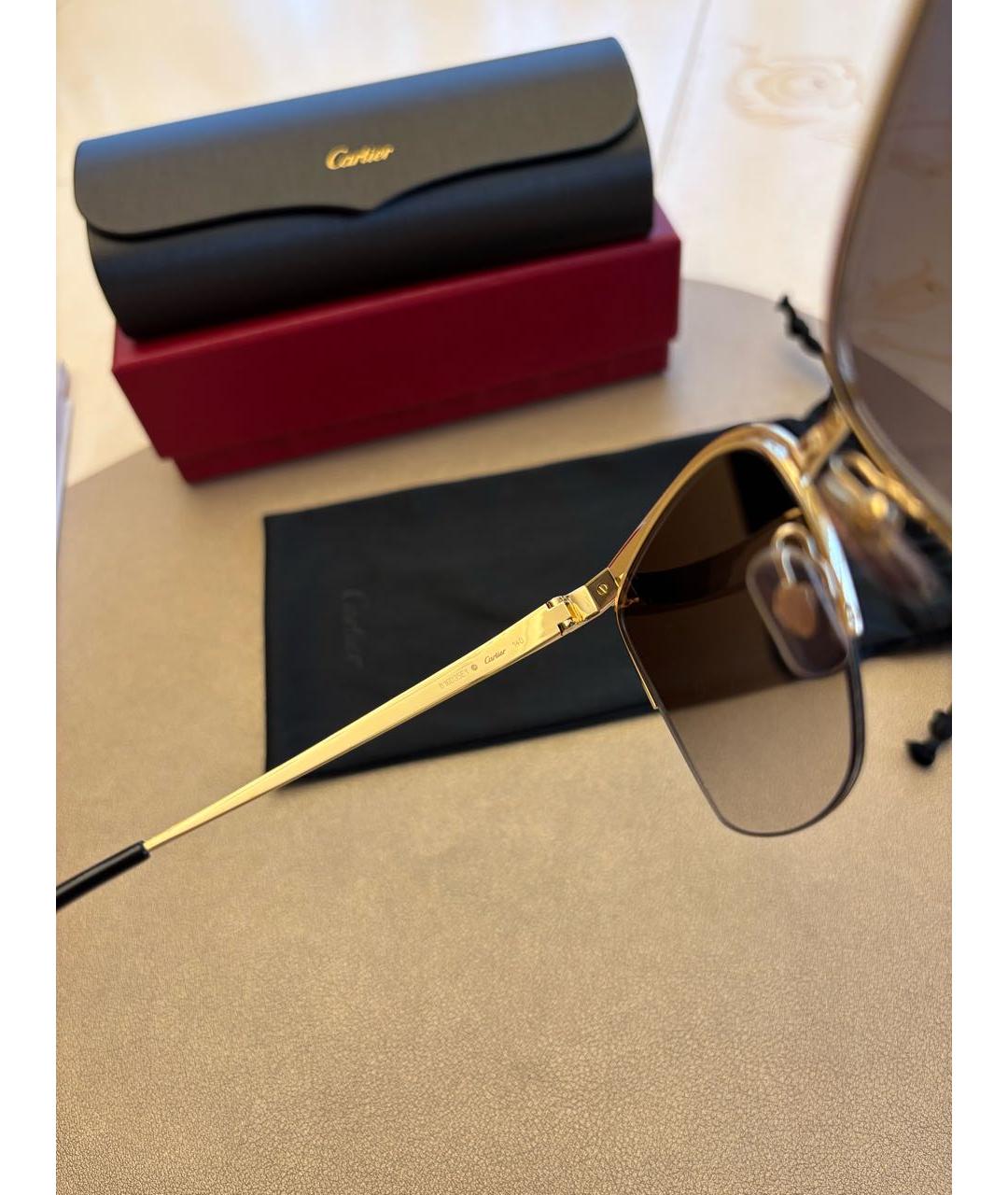 CARTIER Золотые металлические солнцезащитные очки, фото 6