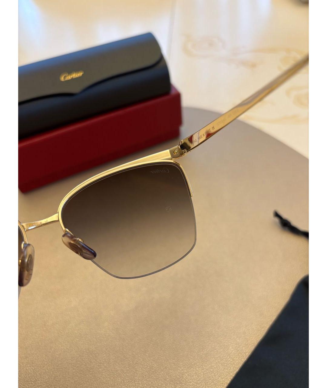 CARTIER Золотые металлические солнцезащитные очки, фото 7