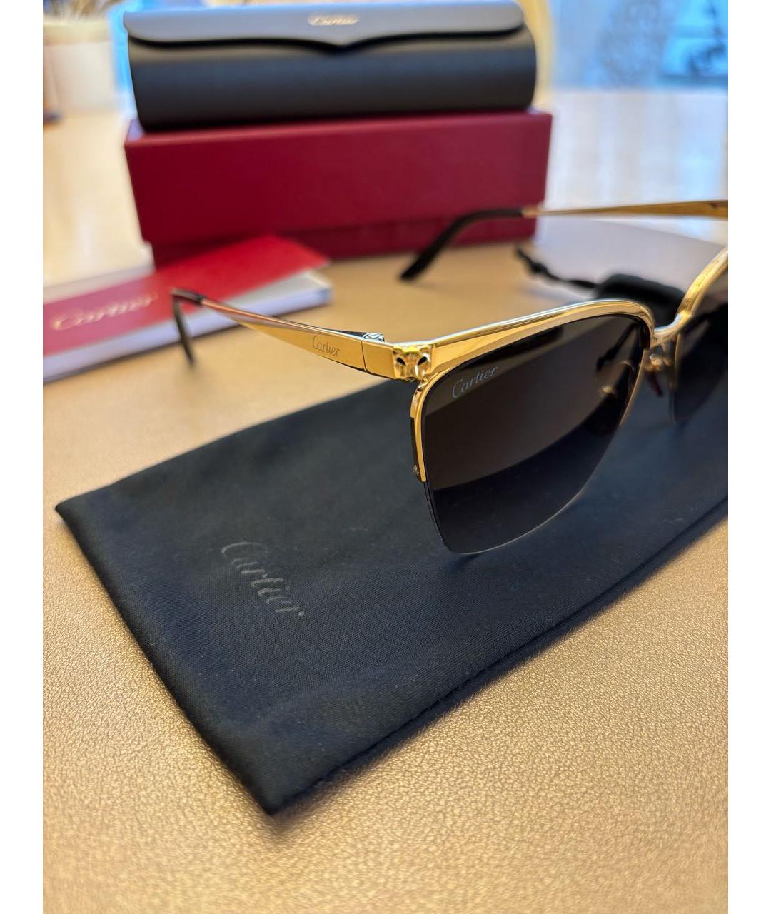 CARTIER Золотые металлические солнцезащитные очки, фото 3