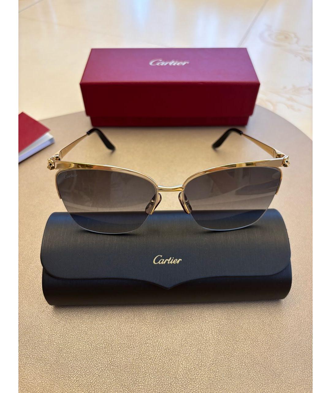 CARTIER Золотые металлические солнцезащитные очки, фото 9