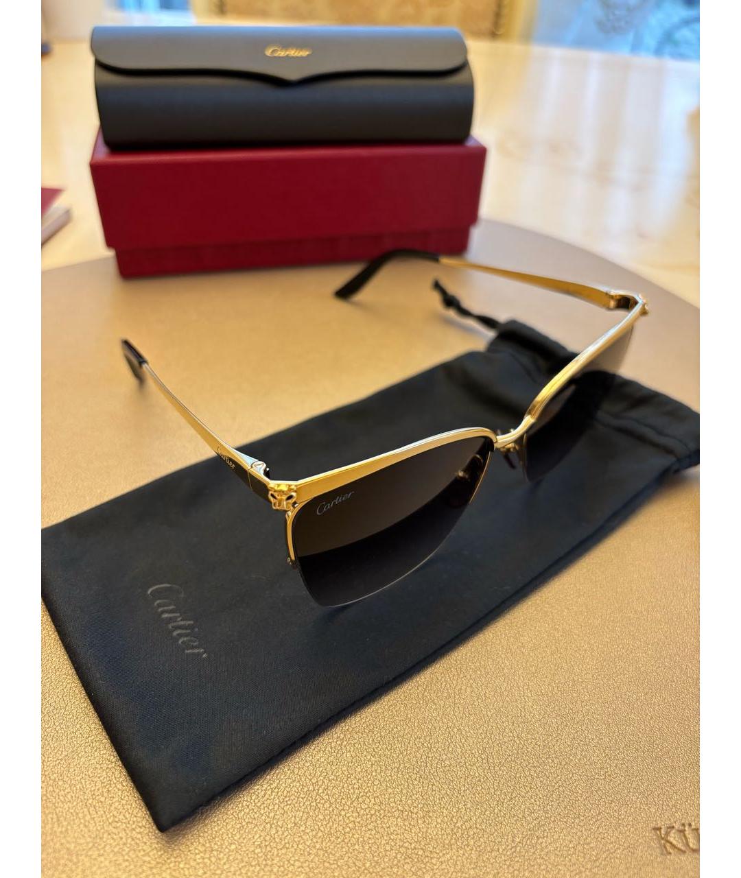 CARTIER Золотые металлические солнцезащитные очки, фото 2