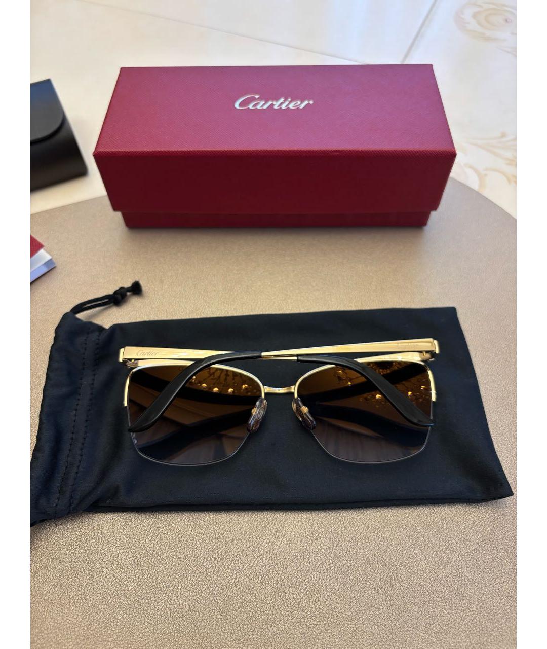 CARTIER Золотые металлические солнцезащитные очки, фото 8