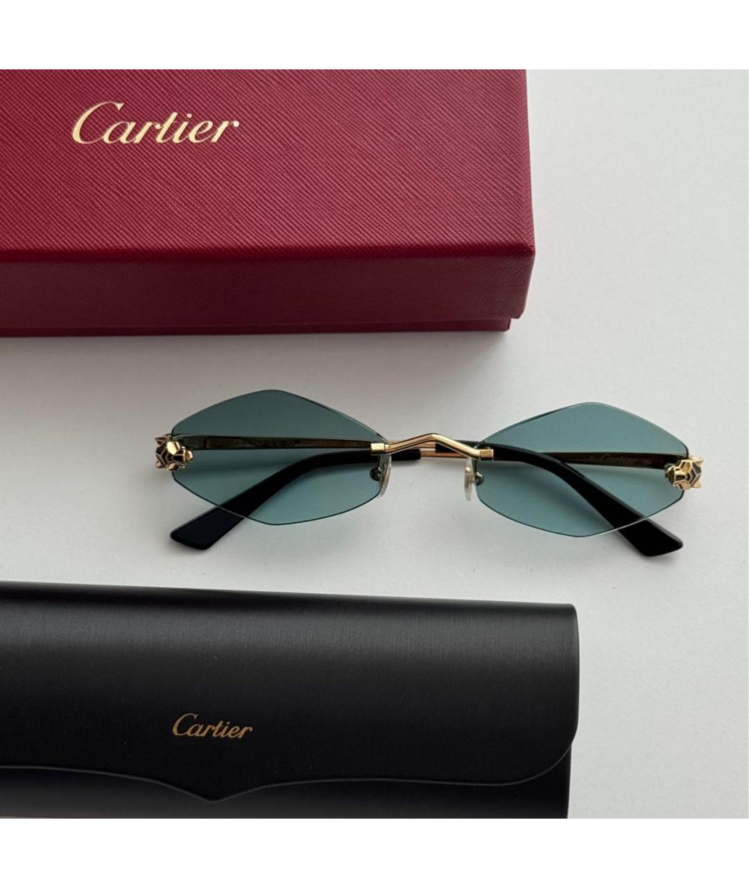 CARTIER Голубые металлические солнцезащитные очки, фото 3