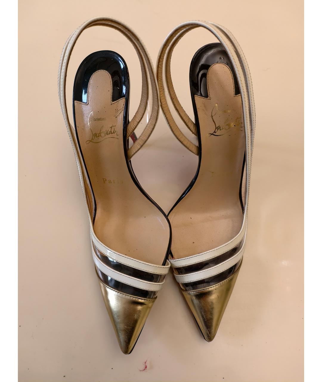 CHRISTIAN LOUBOUTIN Золотые кожаные туфли, фото 2