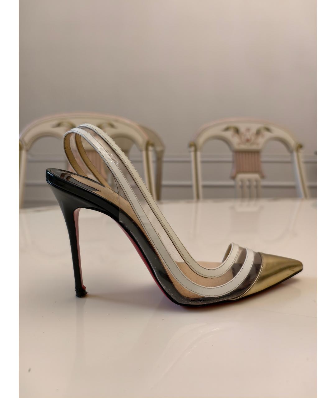 CHRISTIAN LOUBOUTIN Золотые кожаные туфли, фото 9