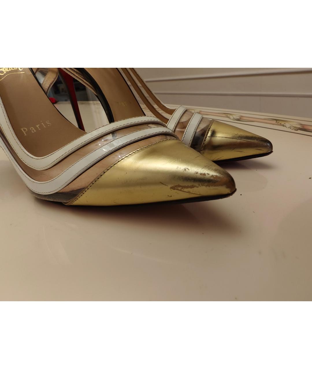 CHRISTIAN LOUBOUTIN Золотые кожаные туфли, фото 7