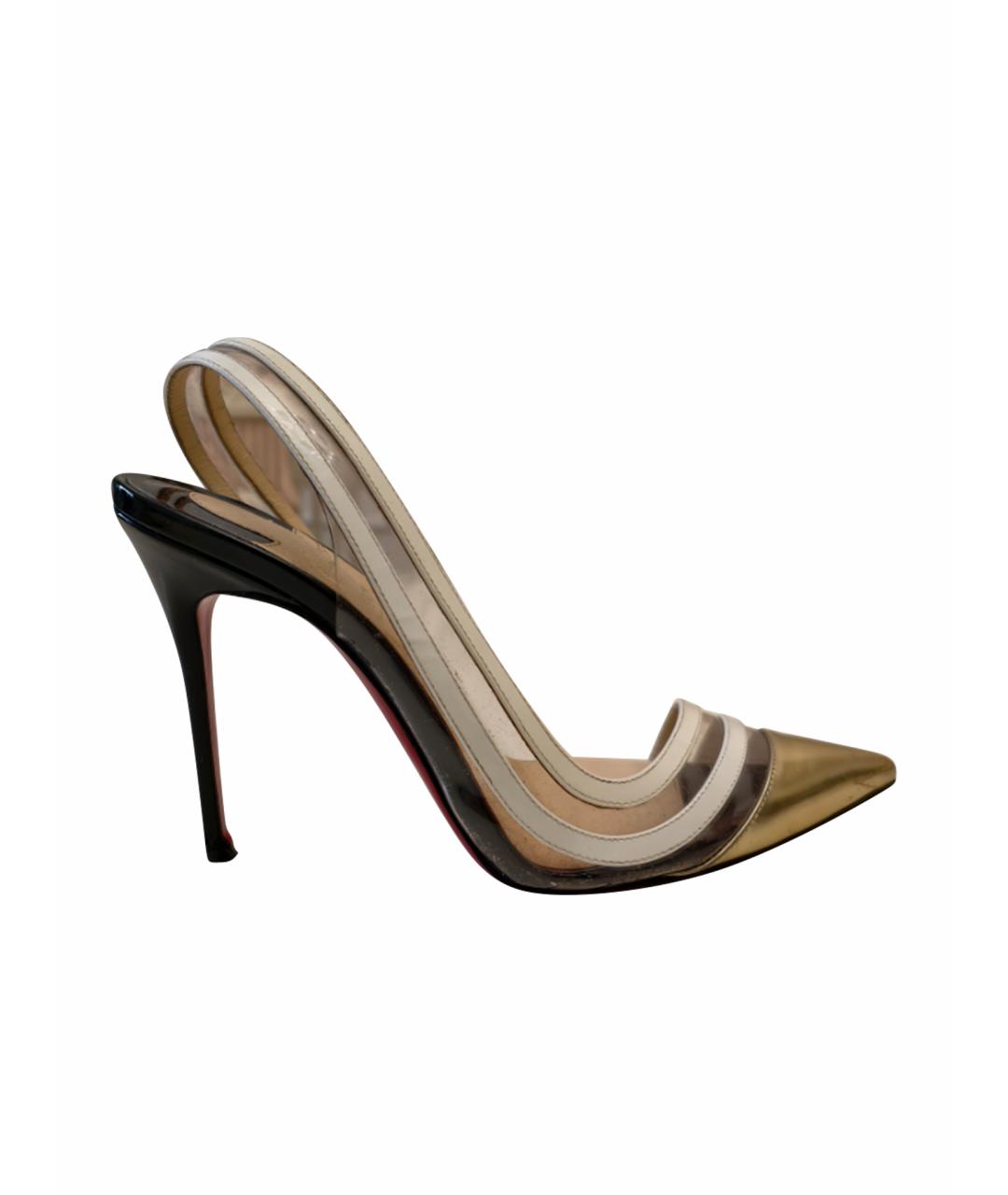 CHRISTIAN LOUBOUTIN Золотые кожаные туфли, фото 1
