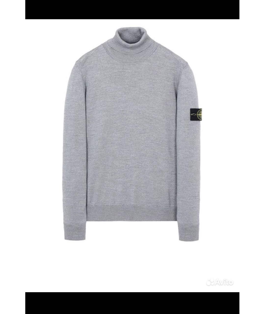 STONE ISLAND Серая шерстяная водолазка, фото 4