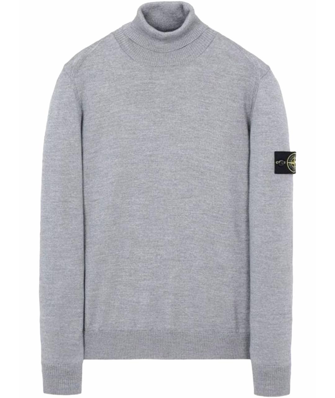 STONE ISLAND Серая шерстяная водолазка, фото 1