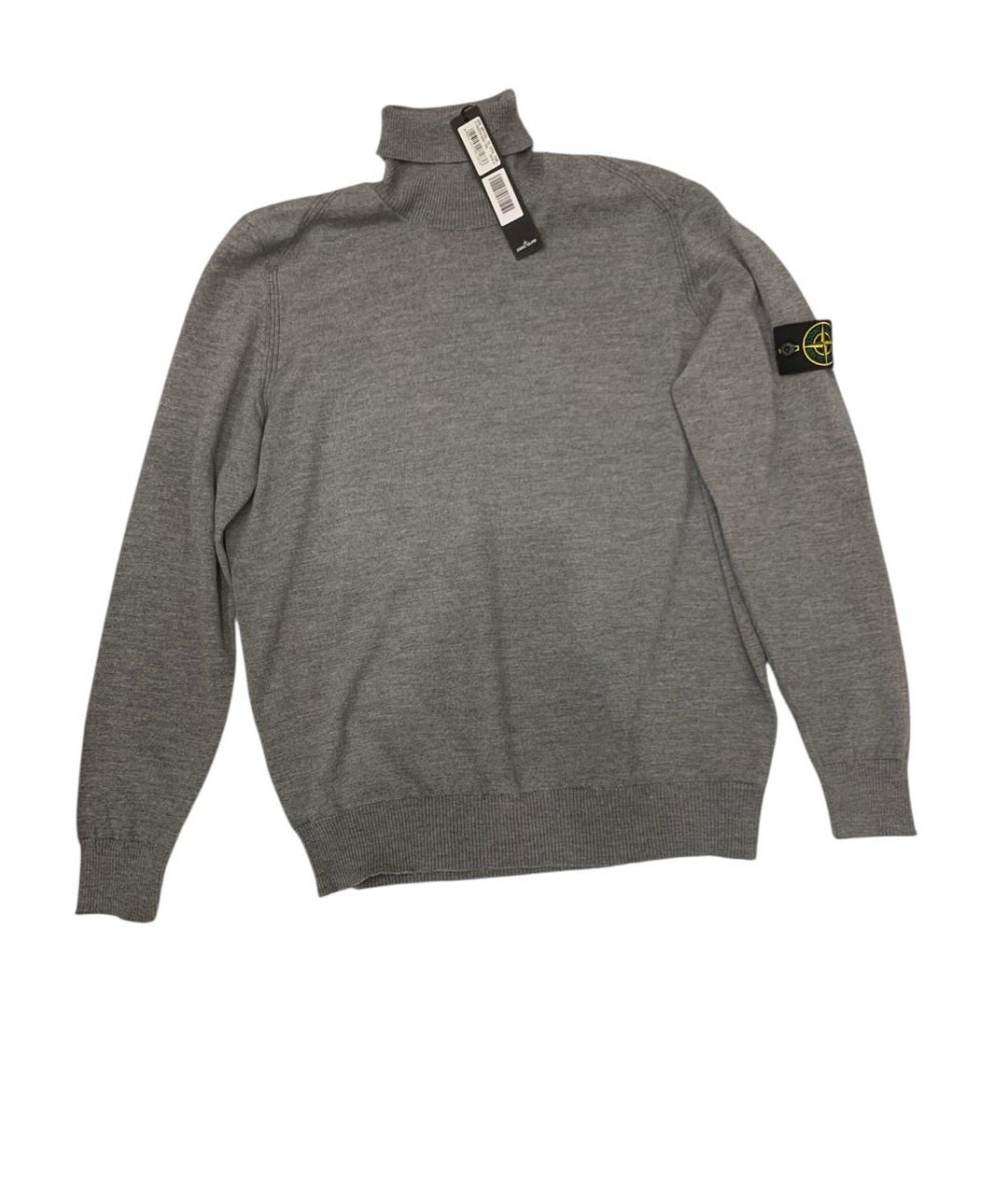 STONE ISLAND Серая шерстяная водолазка, фото 2