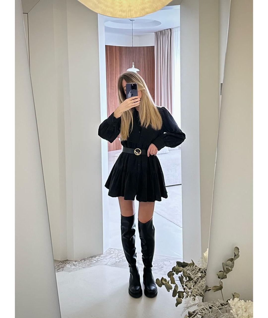 FENDI Черный кожаный ремень, фото 4