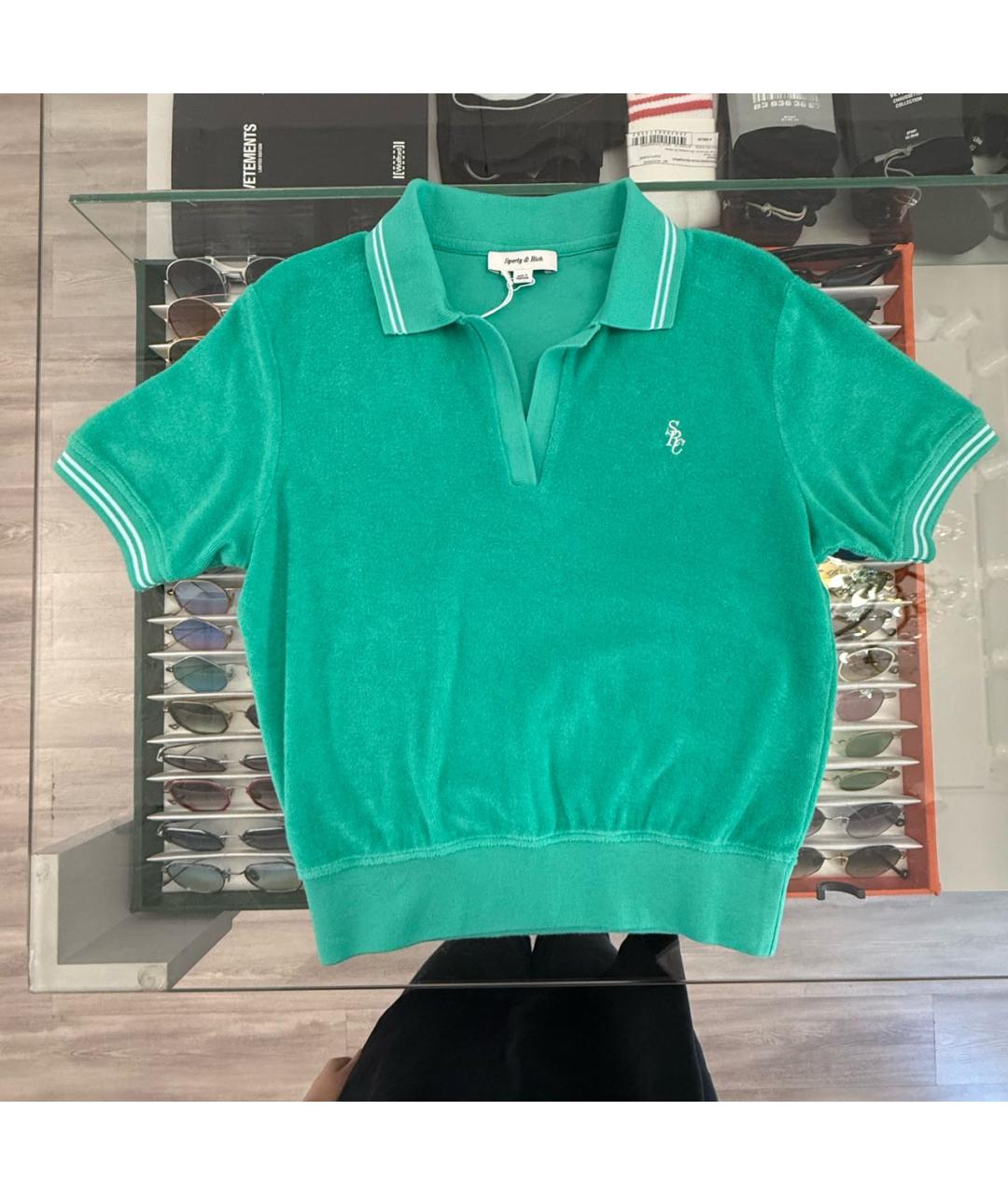 SPORTY AND RICH Зеленый хлопковый костюм с брюками, фото 5