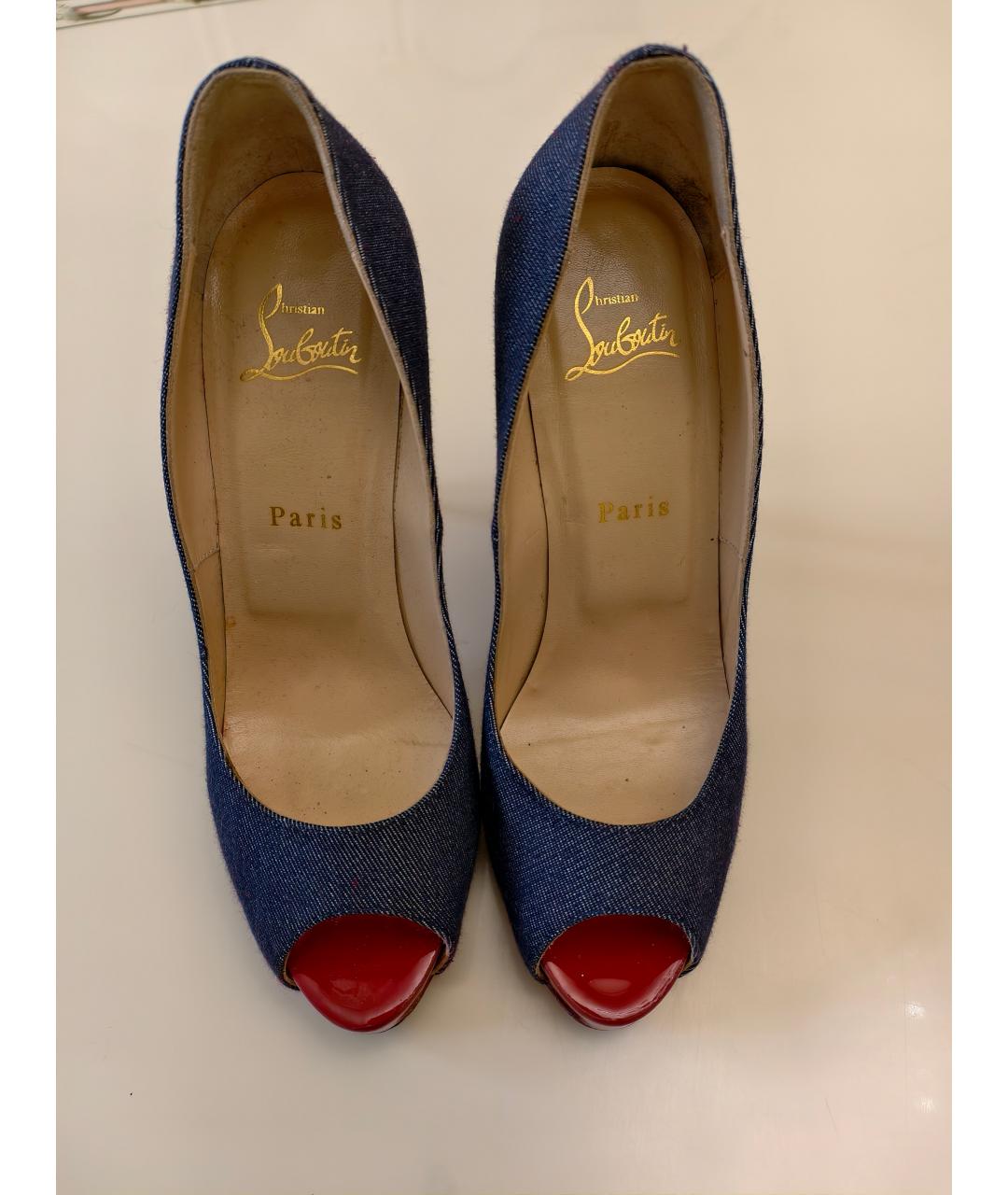 CHRISTIAN LOUBOUTIN Синие кожаные туфли, фото 2