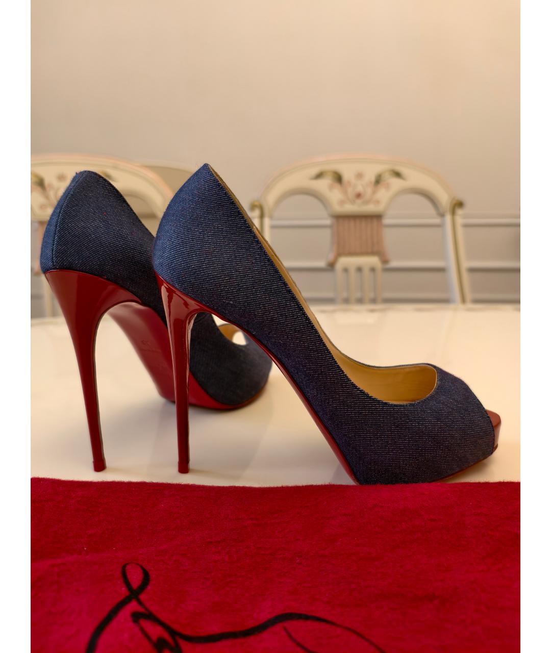 CHRISTIAN LOUBOUTIN Синие кожаные туфли, фото 9