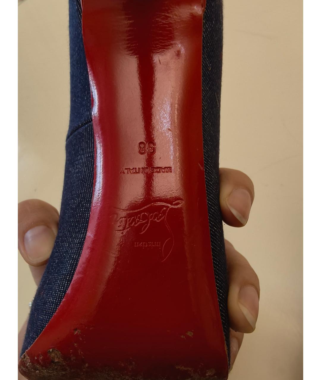 CHRISTIAN LOUBOUTIN Синие кожаные туфли, фото 6