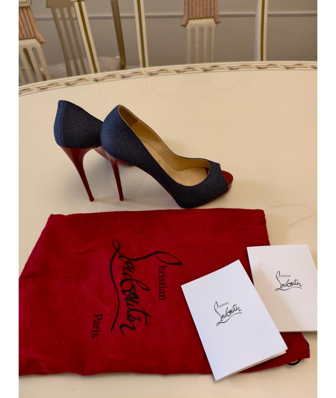 CHRISTIAN LOUBOUTIN Синие кожаные туфли, фото 3