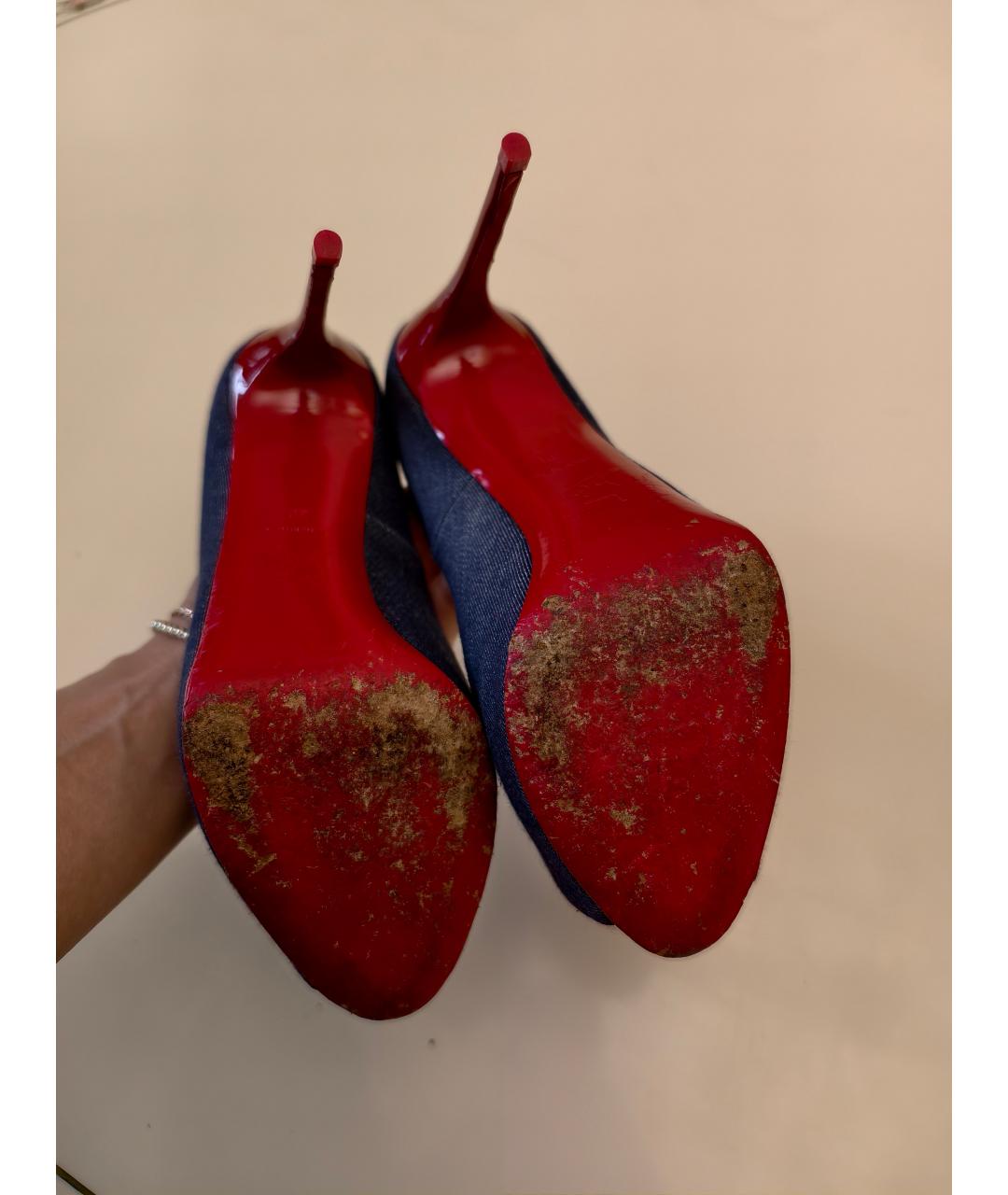 CHRISTIAN LOUBOUTIN Синие кожаные туфли, фото 5