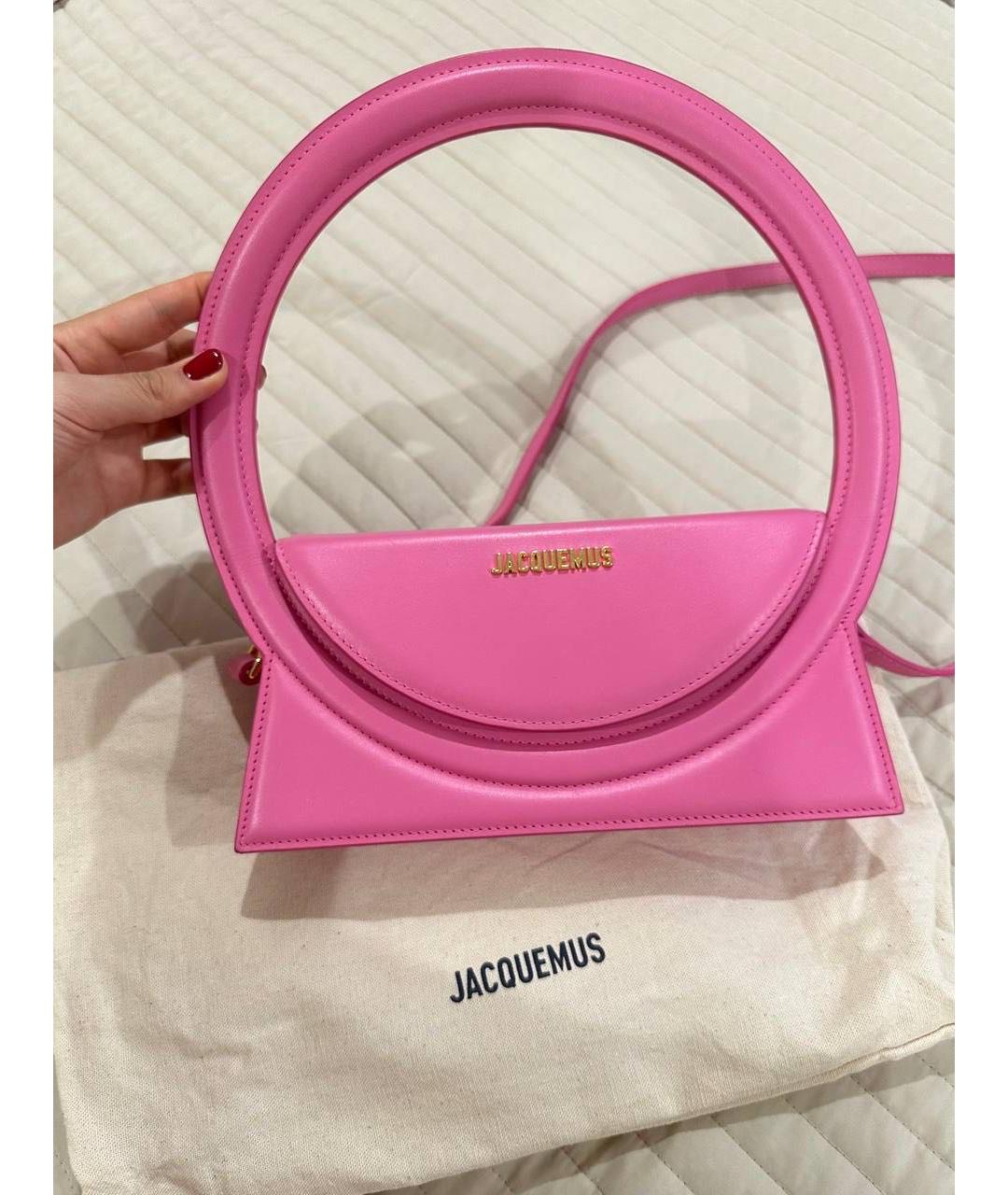 JACQUEMUS Розовая кожаная сумка с короткими ручками, фото 2