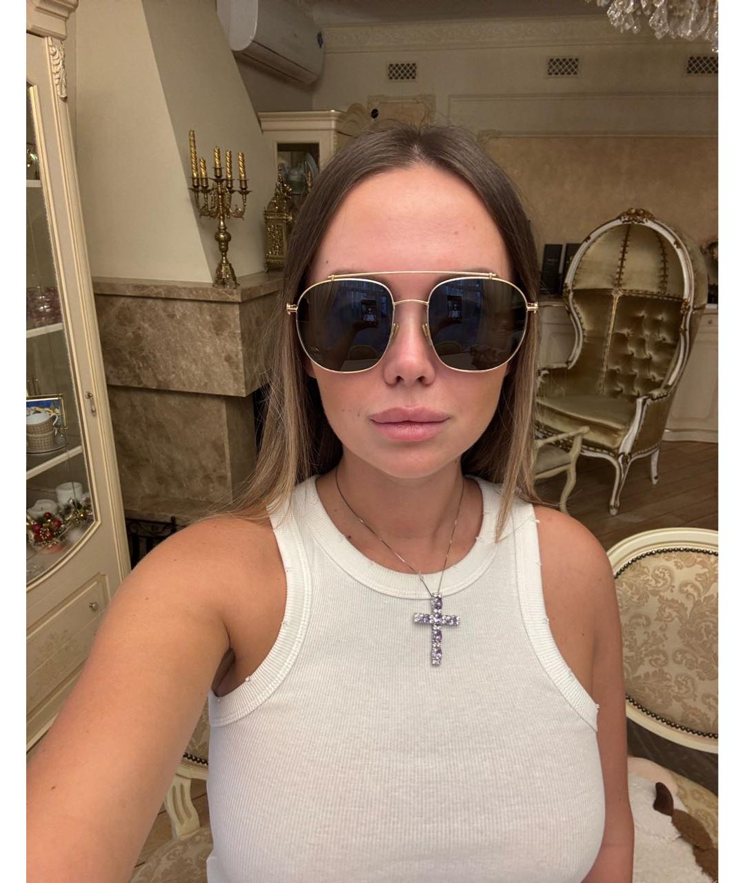 GUCCI Золотые металлические солнцезащитные очки, фото 8