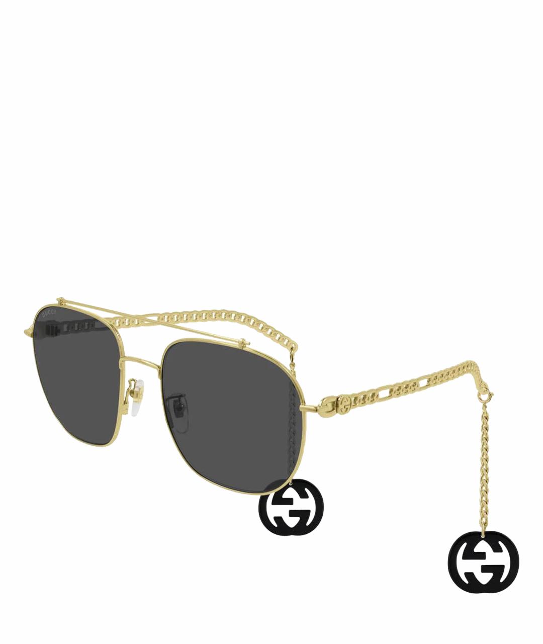 GUCCI Золотые металлические солнцезащитные очки, фото 1