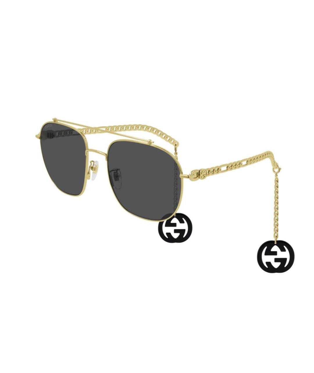 GUCCI Золотые металлические солнцезащитные очки, фото 9
