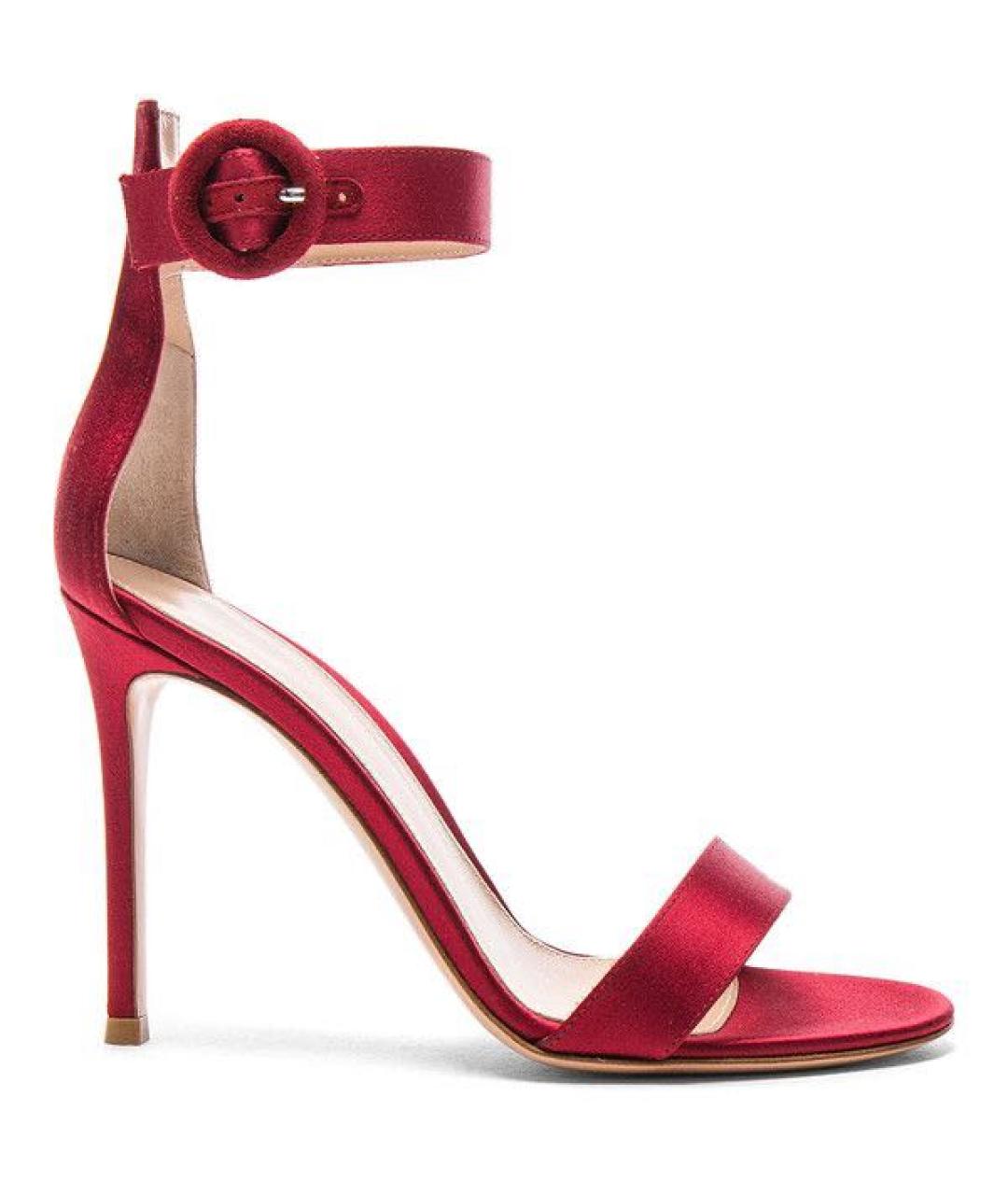 GIANVITO ROSSI Красные текстильные босоножки, фото 8