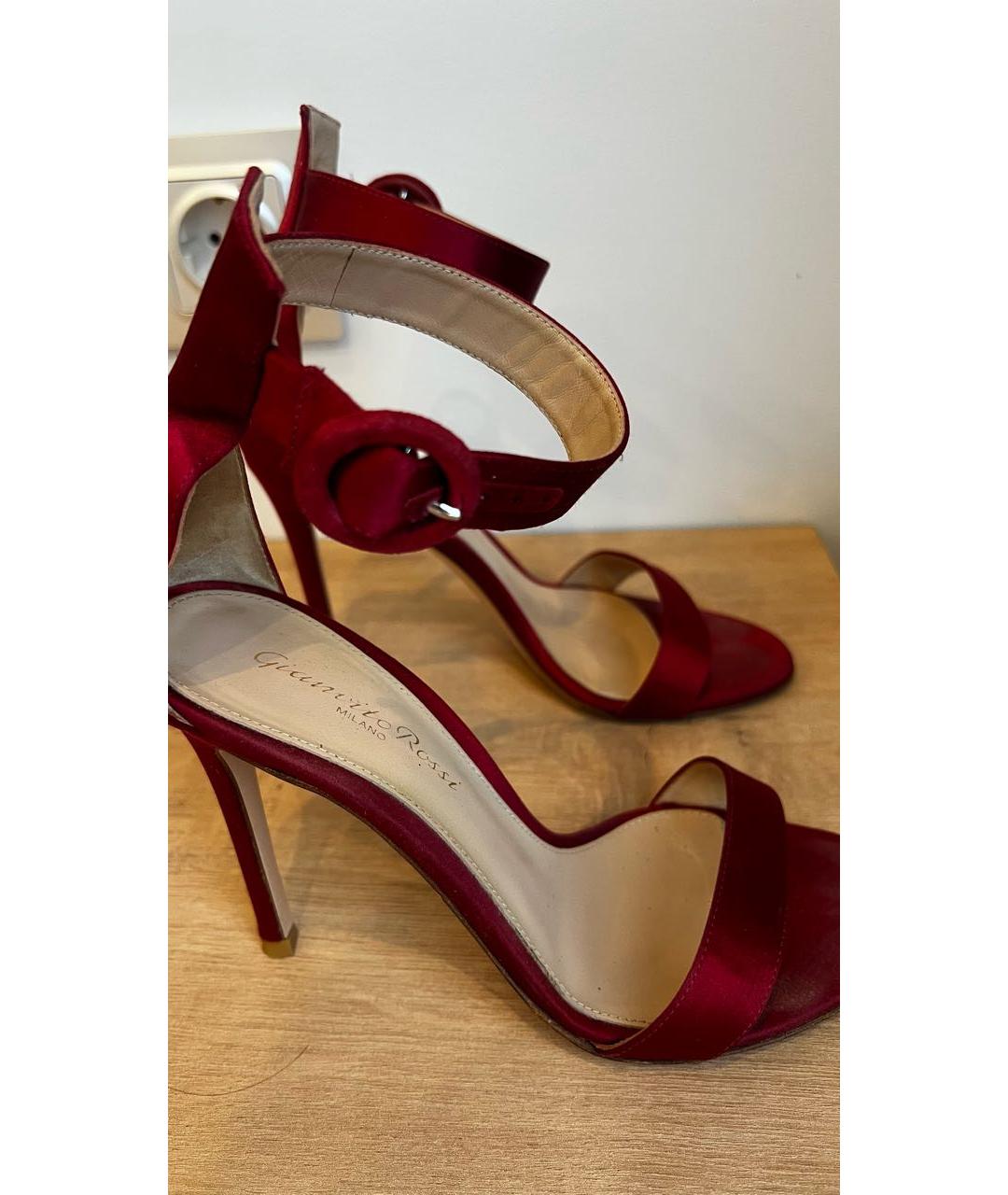 GIANVITO ROSSI Красные текстильные босоножки, фото 7