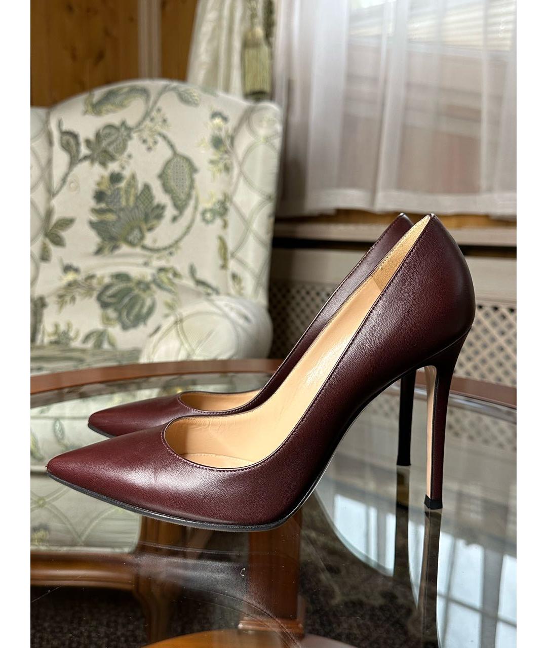 GIANVITO ROSSI Бордовые кожаные туфли, фото 5