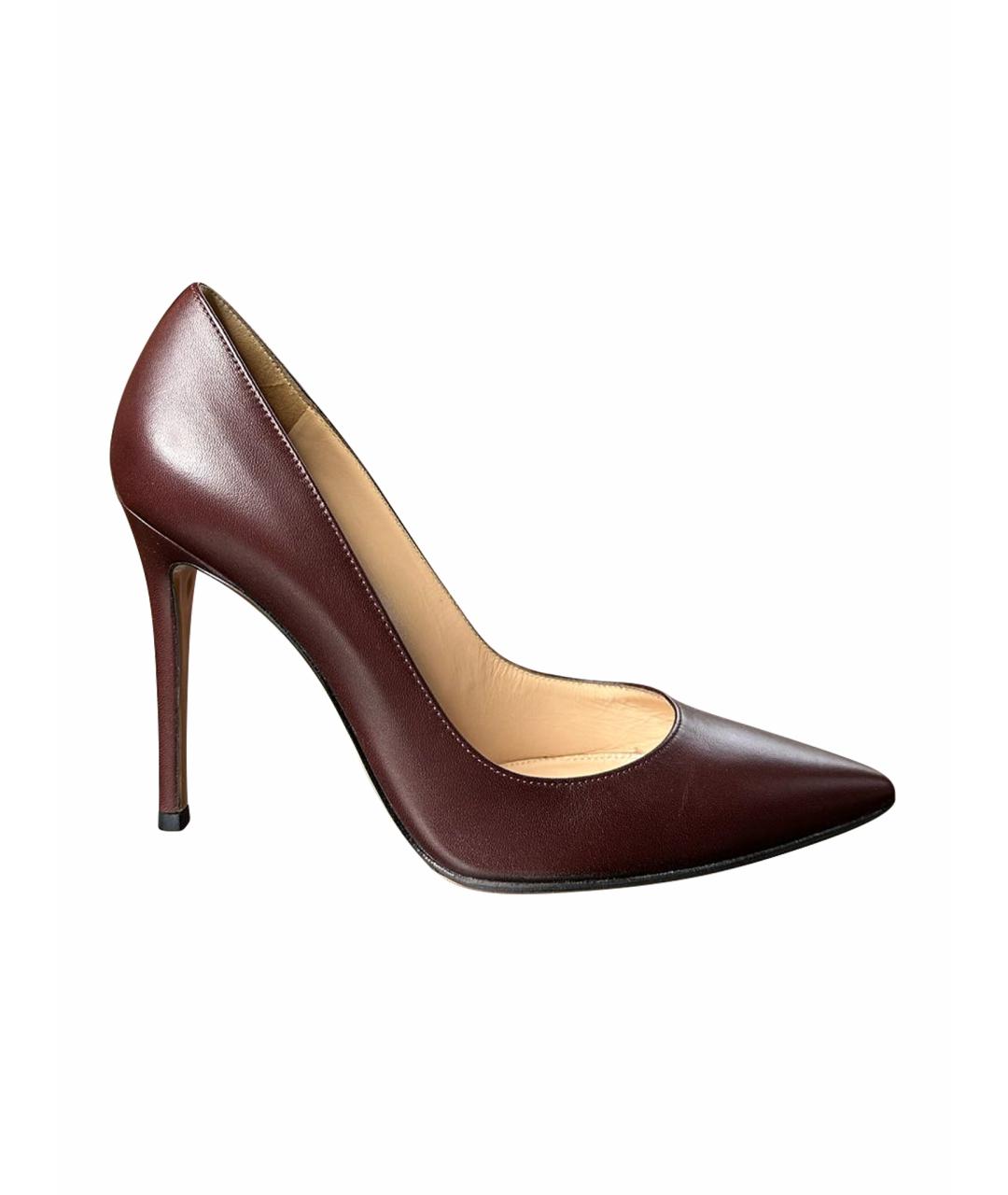 GIANVITO ROSSI Бордовые кожаные туфли, фото 1