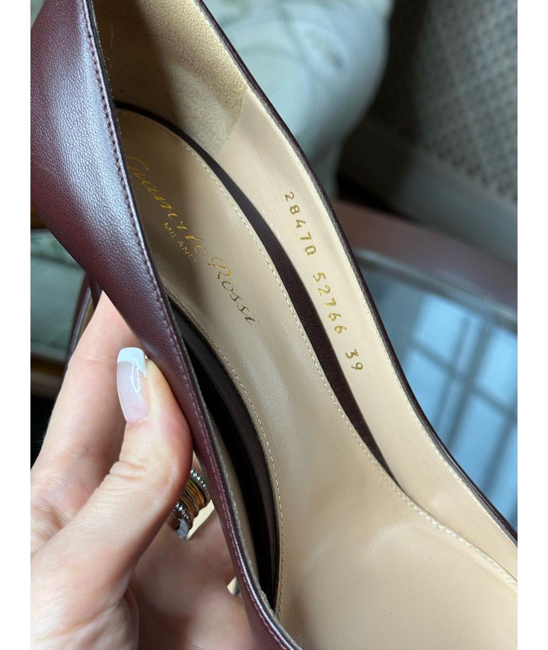 GIANVITO ROSSI Бордовые кожаные туфли, фото 6