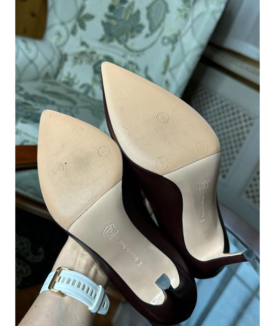 GIANVITO ROSSI Бордовые кожаные туфли, фото 7