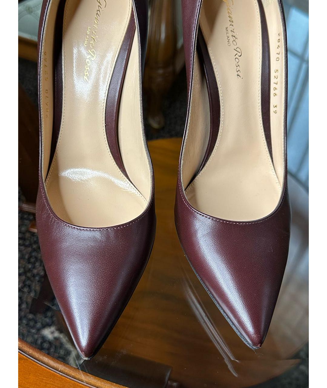 GIANVITO ROSSI Бордовые кожаные туфли, фото 8