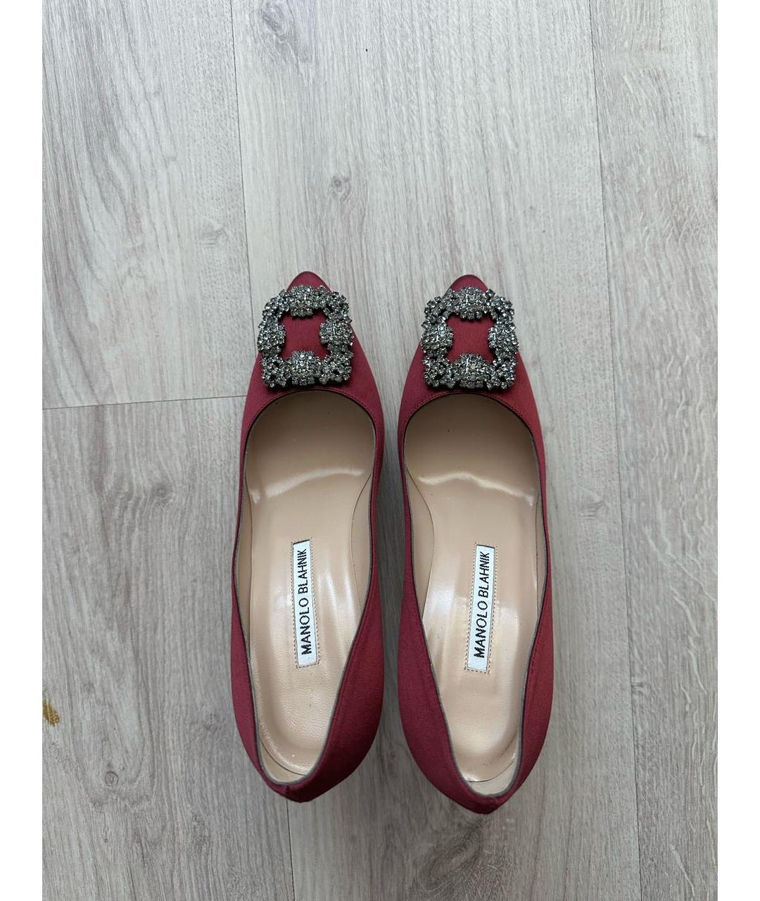 MANOLO BLAHNIK Бордовые текстильные туфли, фото 3