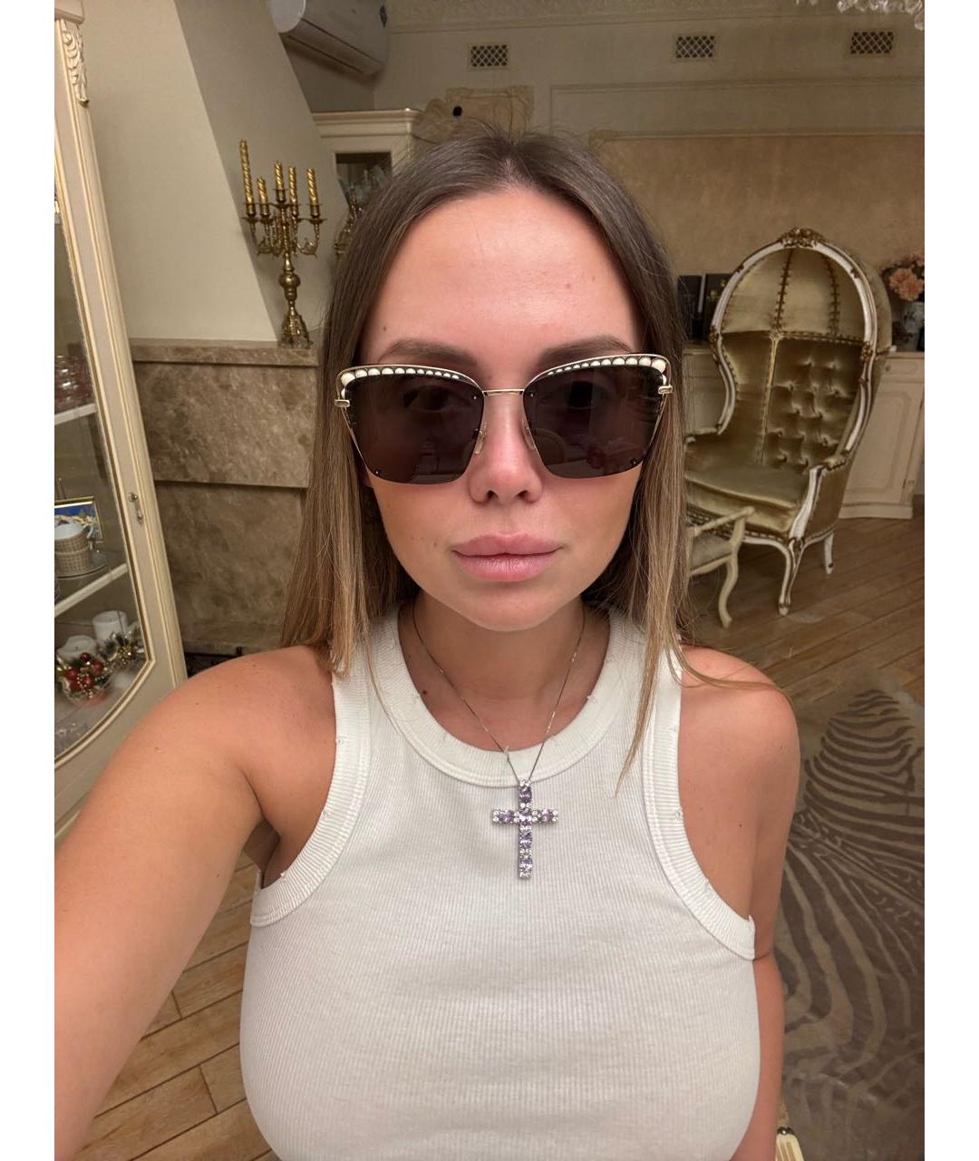 CHANEL Золотые металлические солнцезащитные очки, фото 8