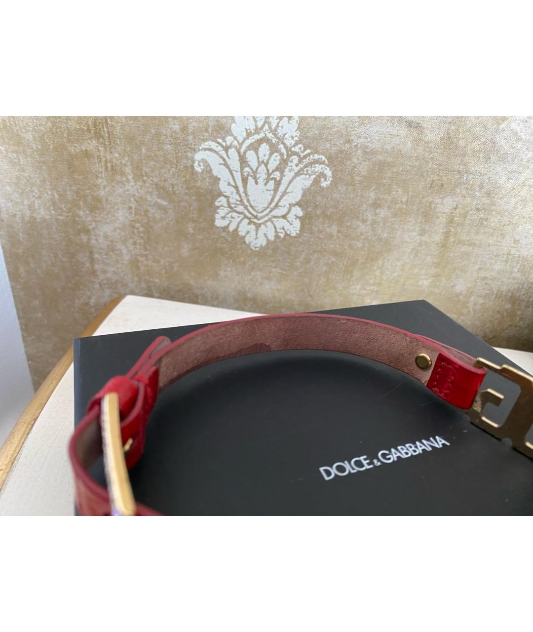 DOLCE&GABBANA Красный кожаный браслет, фото 5