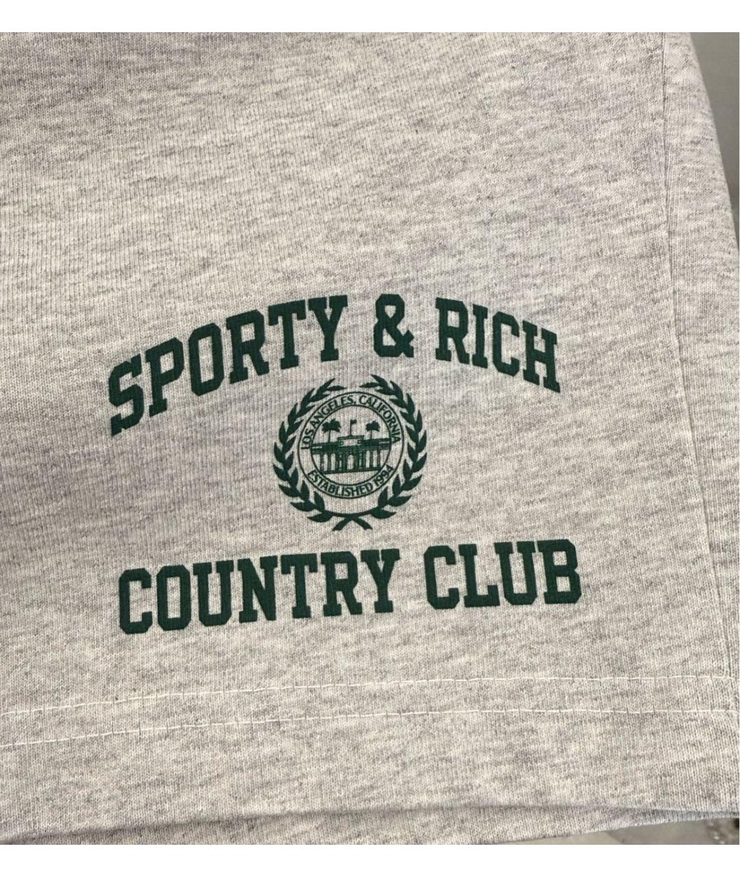 SPORTY AND RICH Серые хлопковые шорты, фото 3