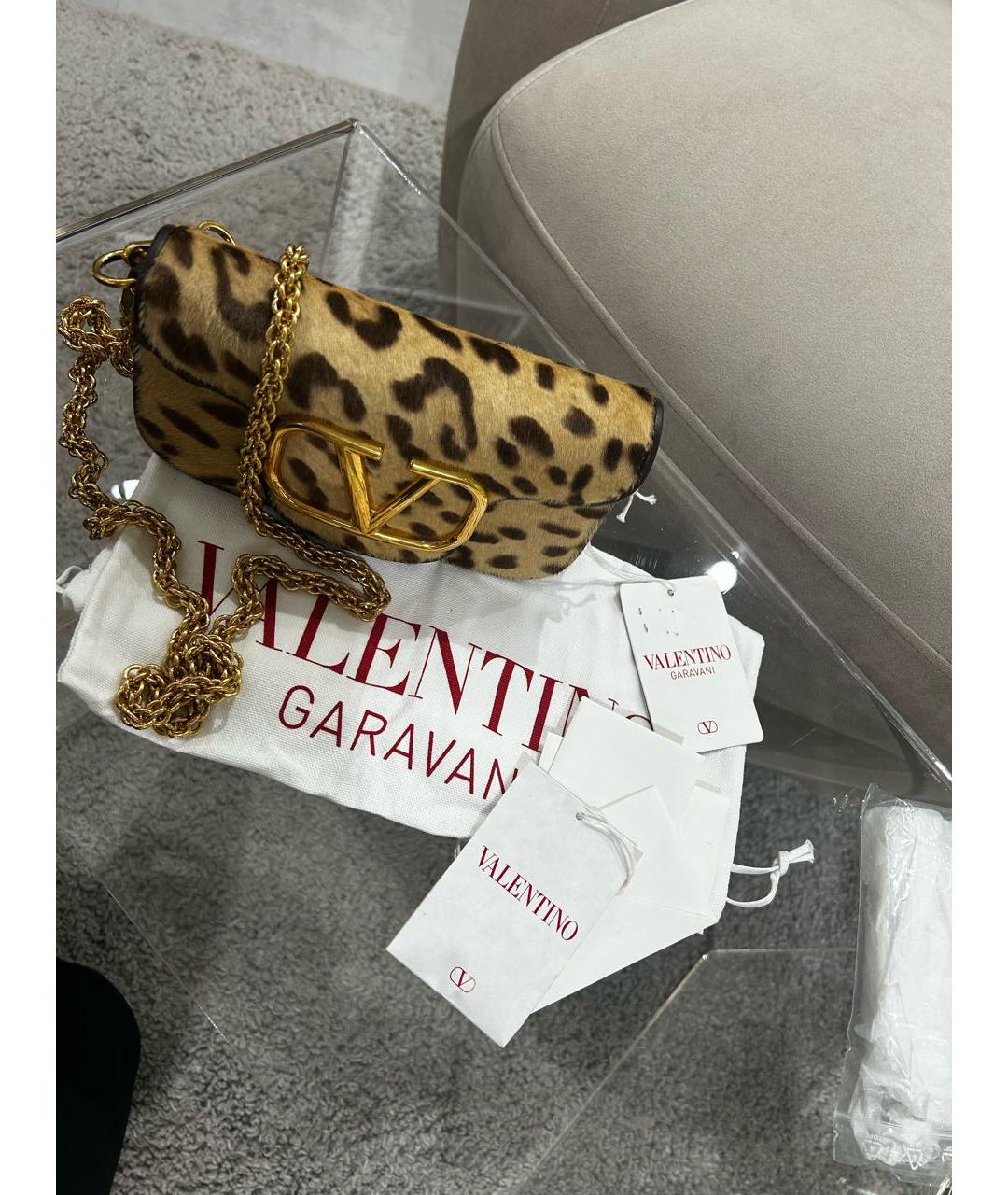 VALENTINO Коричневая меховая сумка через плечо, фото 5
