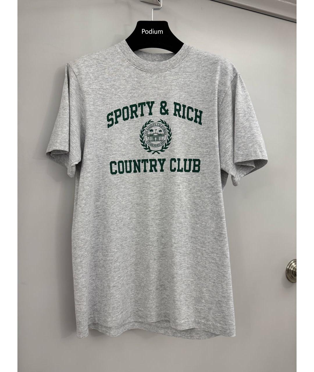 SPORTY AND RICH Серая хлопковая футболка, фото 4