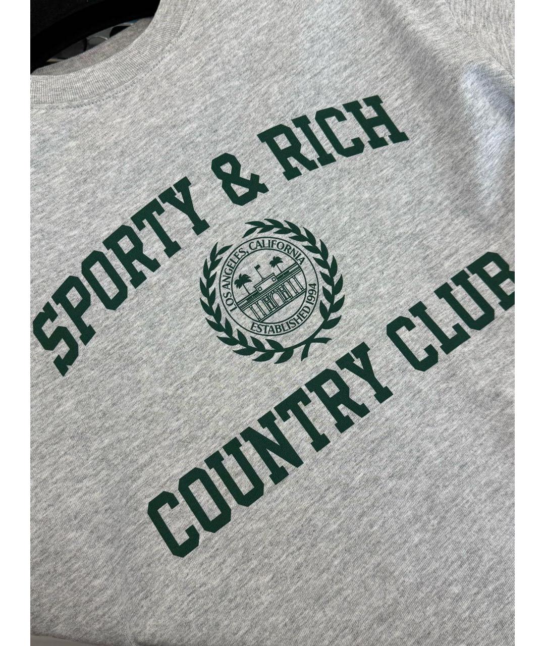 SPORTY AND RICH Серая хлопковая футболка, фото 3