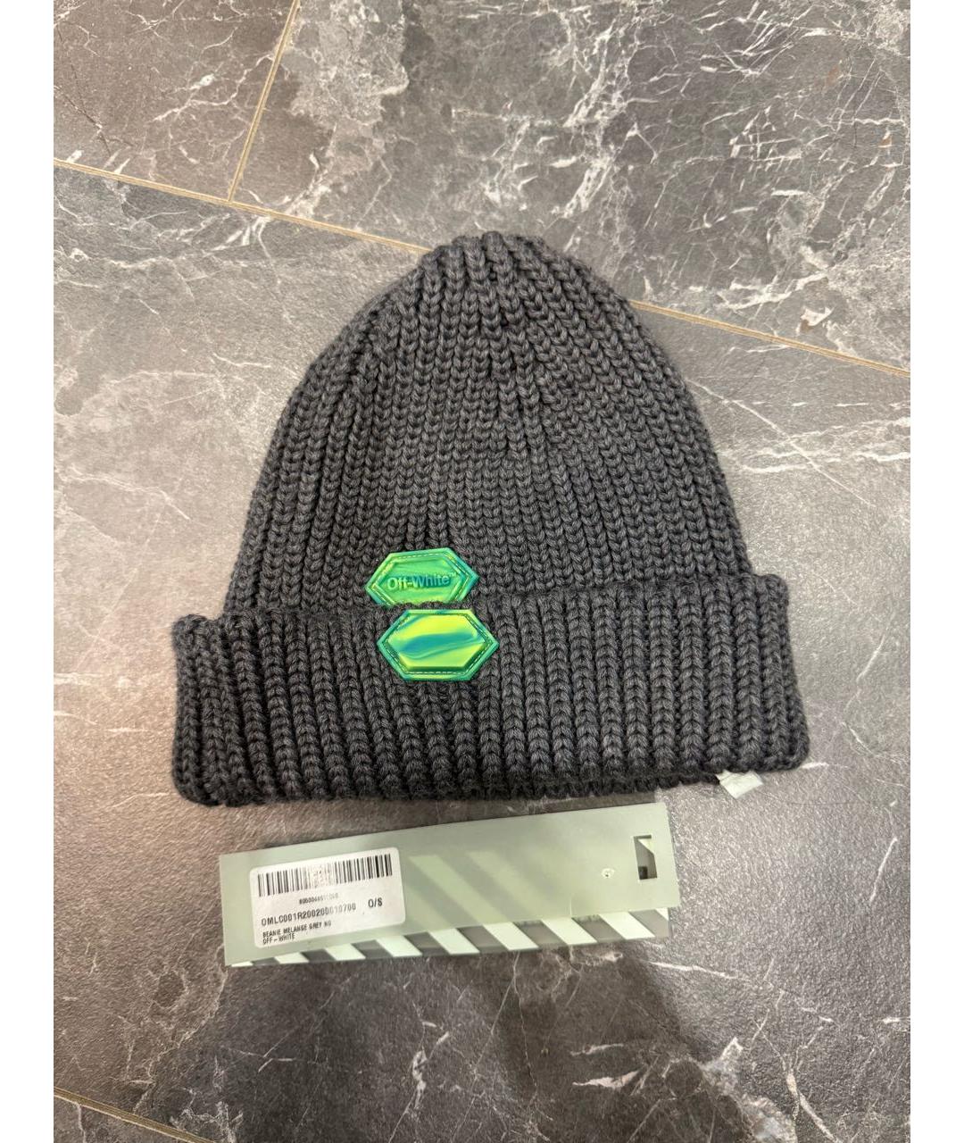 OFF-WHITE Серая шерстяная шапка, фото 3