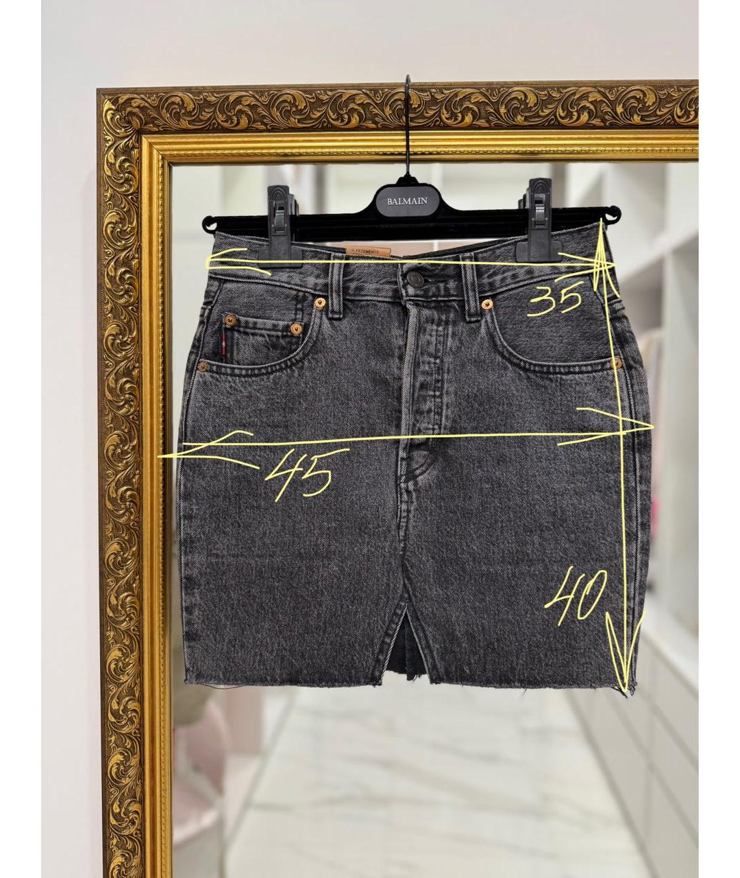 VETEMENTS Черная хлопковая юбка мини, фото 8