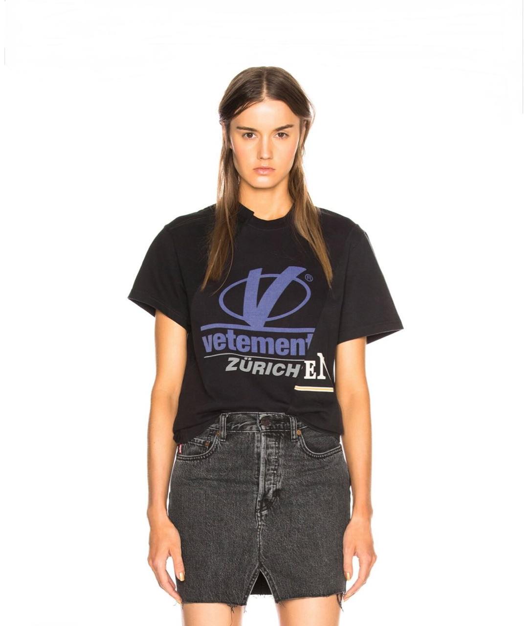 VETEMENTS Черная хлопковая юбка мини, фото 3