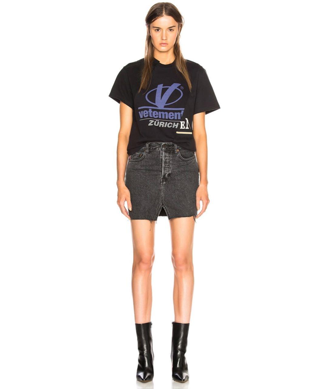 VETEMENTS Черная хлопковая юбка мини, фото 2