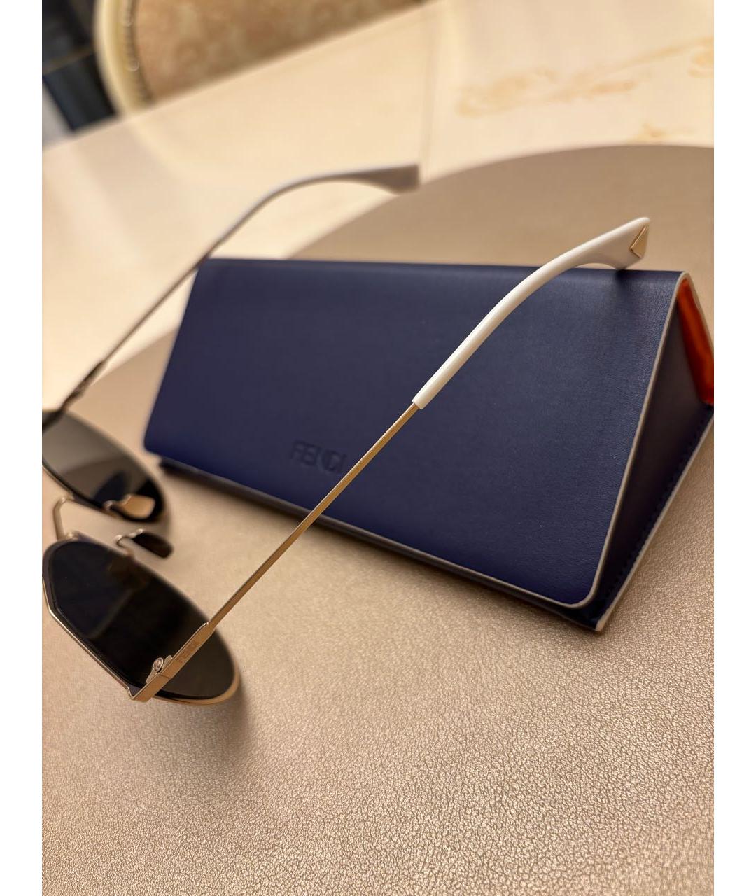 FENDI Золотые металлические солнцезащитные очки, фото 5