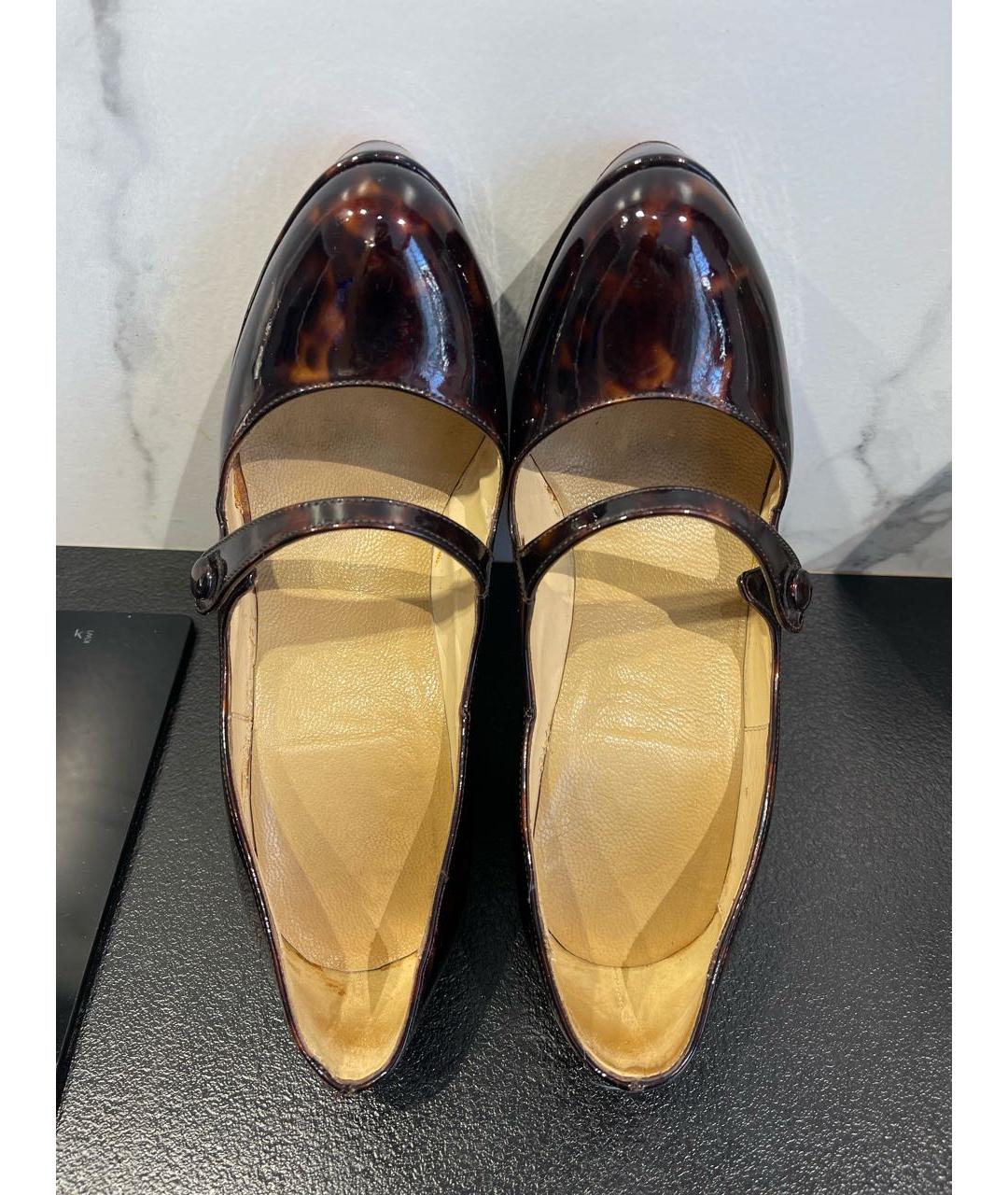 CHRISTIAN LOUBOUTIN Коричневые кожаные туфли, фото 4