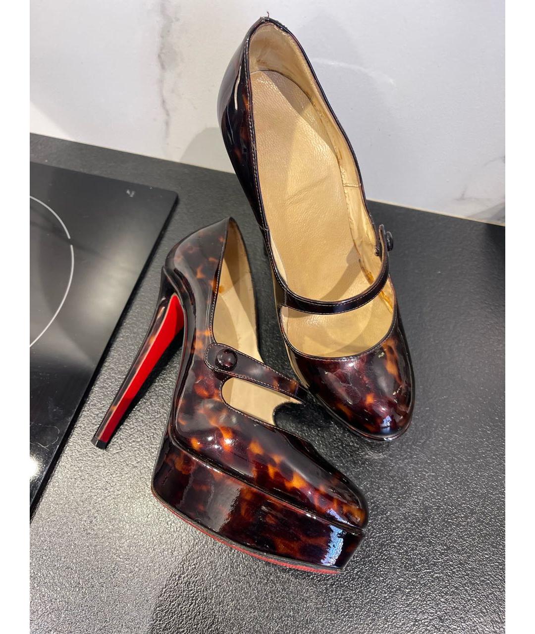 CHRISTIAN LOUBOUTIN Коричневые кожаные туфли, фото 7